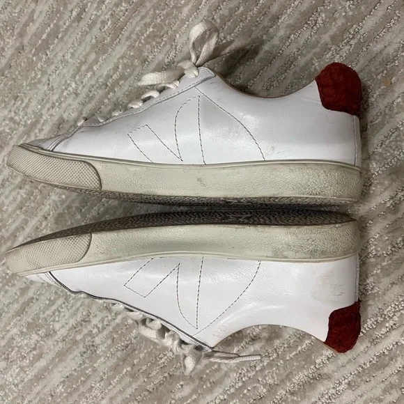 Veja Women’s Esplar Sneaker in White w Burgundy Snakeskin Size 37 - Picture 7 of 12
